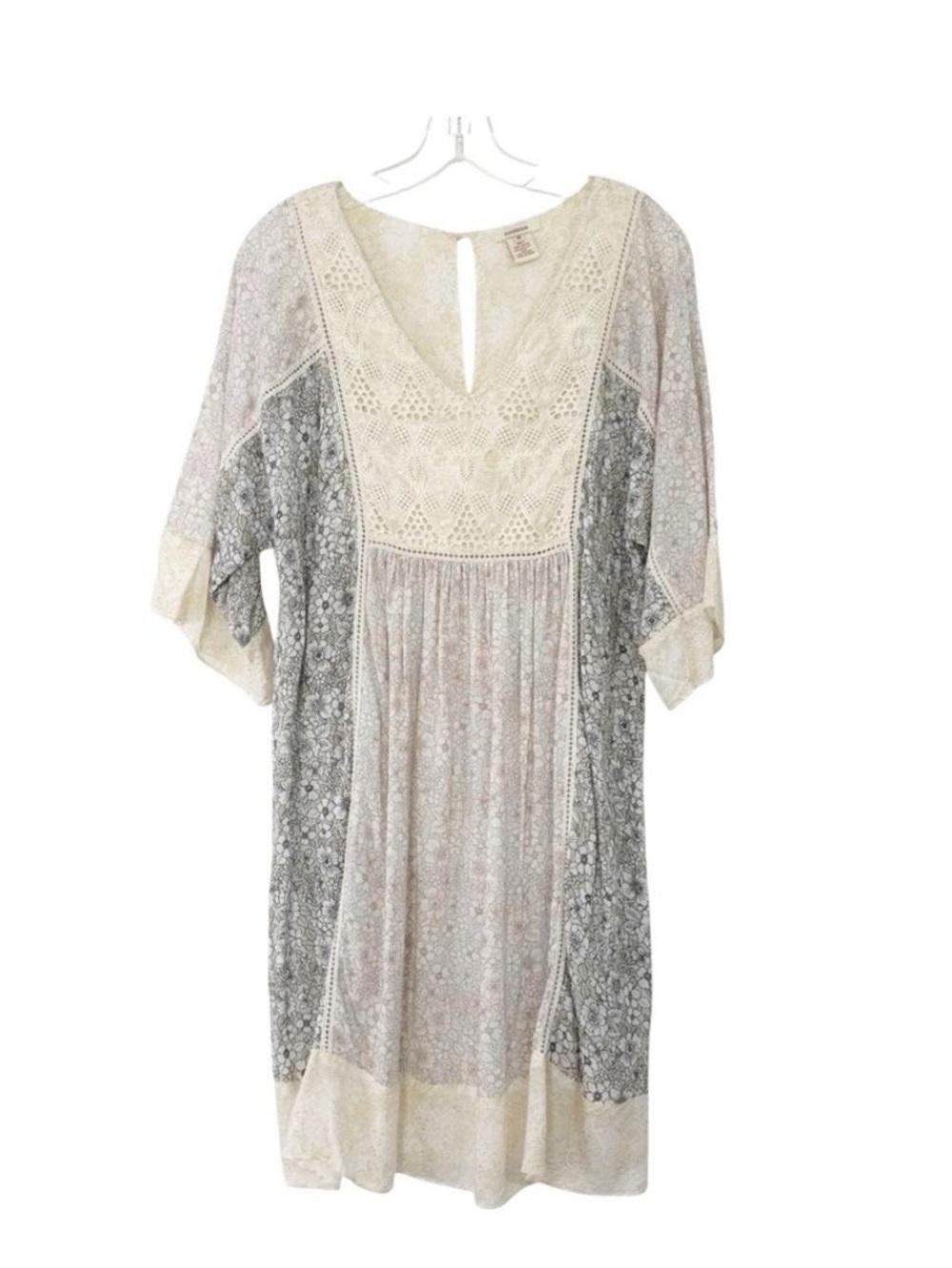Sundance Cream Colored Dress Floral Boho Peasant Festival